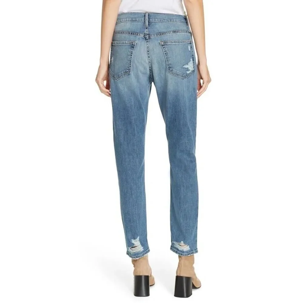$240 FRAME LE BOY Distressed Boyfriend Jeans in Beckham Designer Mid Rise 27 - Picture 3 of 11